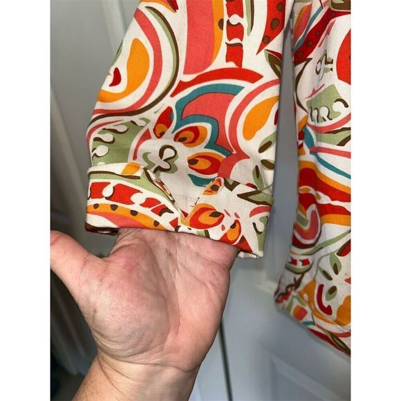 Women's Multicolor Geometric Print Jacket 3/4 Sleeve Size L - Picture 5 of 7